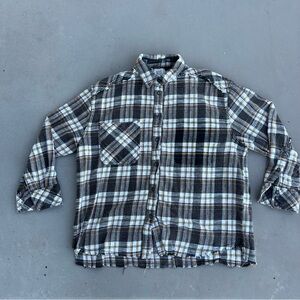 BDG Men's Casual Plaid Shirt - Black, White, Brown